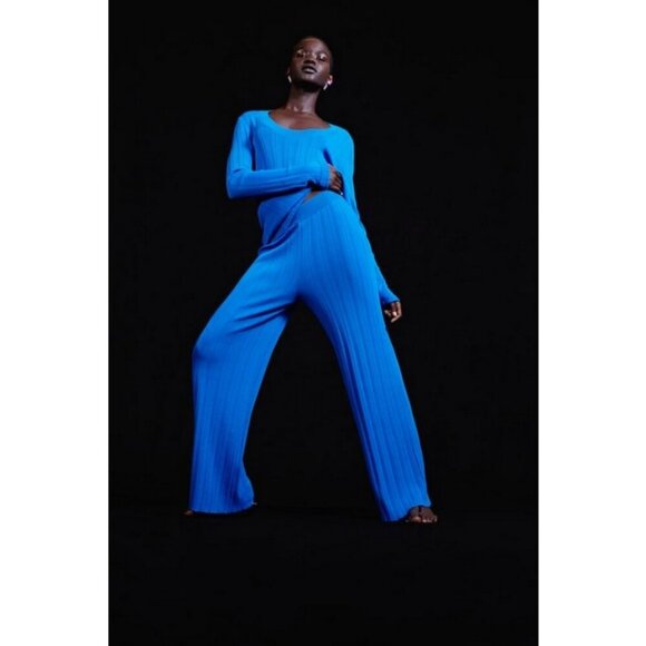 💕ZARA SPECIAL EDITION💕 Ribbed Knit Pants ~ Cobalt Blue Small S NWOT - Picture 3 of 13